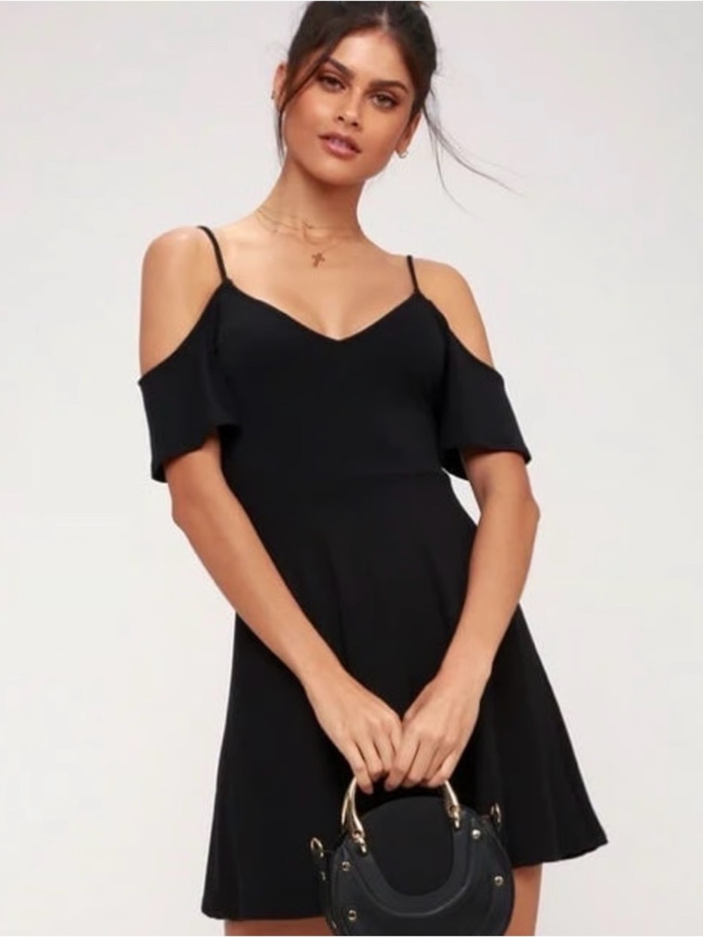 ASOS Black Cold-Shoulder Mini Dress